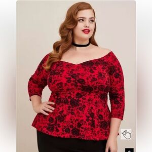 Ponte Sweetheart Peplum Top